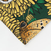 濃い緑のタンポポ草原 フリースブランケット (角)