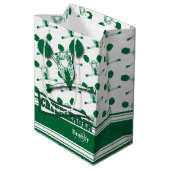 濃い緑のチアリーダーをパーソナライズ ミディアムペーパーバッグ (裏面アングル)