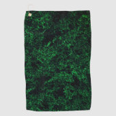 濃い緑のテクスチャ、破壊または腐食したスポンジ ゴルフタオル (正面)
