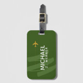 濃い緑のトラベラーゲッジタグ名 ラゲッジタグ (正面縦)