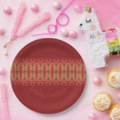 濃い緑のバーガンディ ペーパープレート (パーティー)