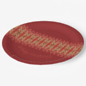 濃い緑のバーガンディ ペーパープレート (アングル)