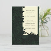 濃い緑のフローラビクトリアン飾結婚り 招待状 (スタンド正面)