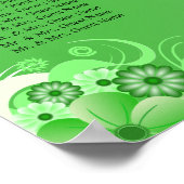 濃い緑のフローラ結婚のテーブル座席表 ポスター (角)