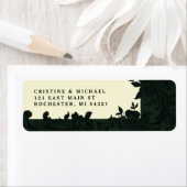 濃い緑のフローラ装飾ビクトリアン ラベル (インサイチュ)