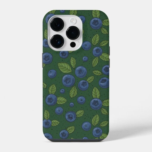 濃い緑のブルーベリー iPhoneケース (裏面)