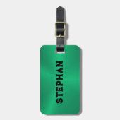 濃い緑のメタリックテクスチャカスタマイズ可能な文字 ラゲッジタグ (正面縦)