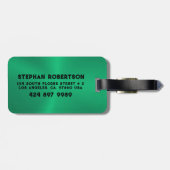 濃い緑のメタリックテクスチャカスタマイズ可能な文字 ラゲッジタグ (裏面横)