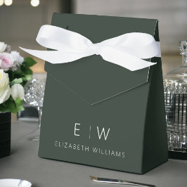 濃い緑のモダンなミニマルなモノグラム名前 フェイバーボックス
