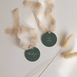 濃い緑のモダン書道結婚の感謝 フェイバータグ