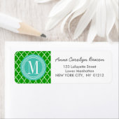 濃い緑のモロッコタイル格子パーソナライズされた ラベル (インサイチュ)