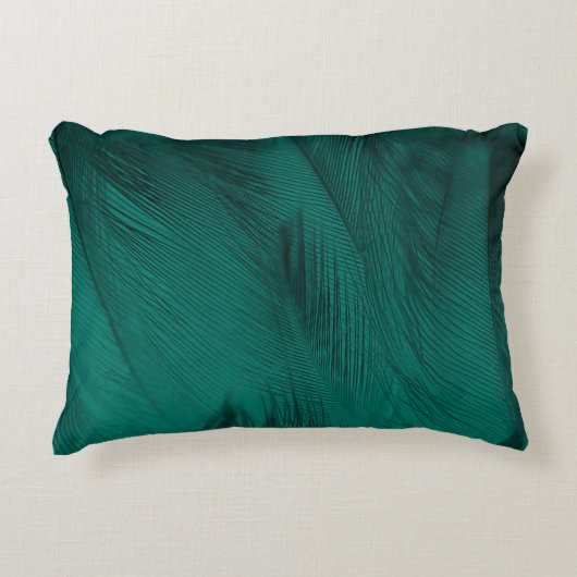 濃い緑のヴィンテージフェザーテクスチャ アクセントクッション (正面)