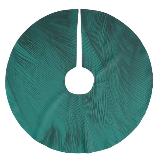 濃い緑のヴィンテージフェザーテクスチャ ブラッシュドポリエステルツリースカート (正面)