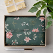 濃い緑の上の赤いポインセチアの花と葉 薄葉紙 (ギフト)