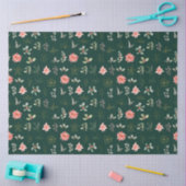 濃い緑の上の赤いポインセチアの花と葉 薄葉紙 (クラフト)