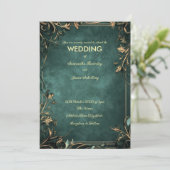 濃い緑の丸付き背景素朴、縁どInvi 招待状 (スタンド正面)