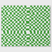 濃い緑の反ったボ市松模様にード ラッピングペーパー (フラット)
