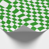濃い緑の反ったボ市松模様にード ラッピングペーパー (角)
