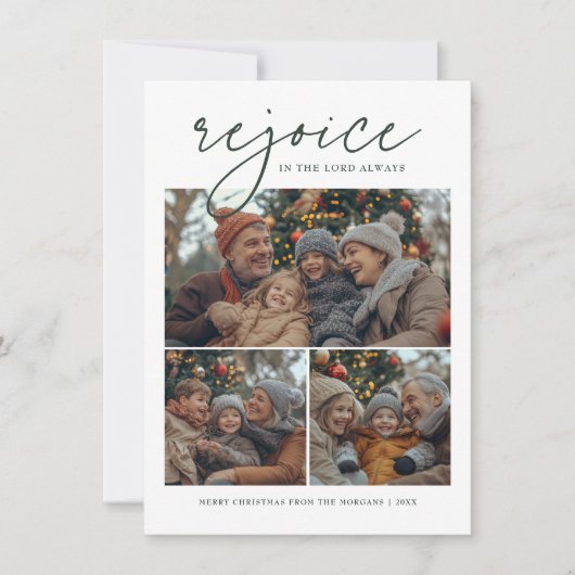 濃い緑の喜び宗教的なクリスマスの写真 シーズンカード (正面)