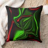 濃い緑の基金の上に緑と赤のカーブしたストローク クッション (ブランケット)