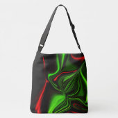 濃い緑の基金の上に緑と赤のカーブしたストローク クロスボディバッグ (裏面)