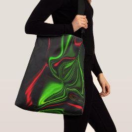 濃い緑の基金の上に緑と赤のカーブしたストローク クロスボディバッグ