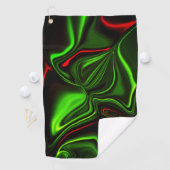 濃い緑の基金の上に緑と赤のカーブしたストローク ゴルフタオル (インサイチュ)