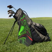 濃い緑の基金の上に緑と赤のカーブしたストローク ゴルフタオル (グリーン)