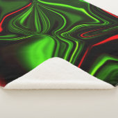 濃い緑の基金の上に緑と赤のカーブしたストローク シェルパブランケット (3/4)