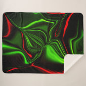 濃い緑の基金の上に緑と赤のカーブしたストローク シェルパブランケット (正面(横))