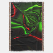 濃い緑の基金の上に緑と赤のカーブしたストローク スローブランケット (正面縦)