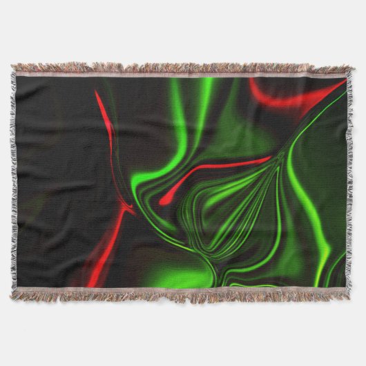 濃い緑の基金の上に緑と赤のカーブしたストローク スローブランケット (正面)