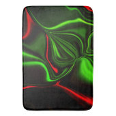 濃い緑の基金の上に緑と赤のカーブしたストローク バスマット (正面縦)
