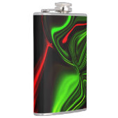 濃い緑の基金の上に緑と赤のカーブしたストローク フラスク (右)