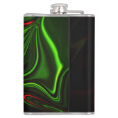 濃い緑の基金の上に緑と赤のカーブしたストローク フラスク (裏面)