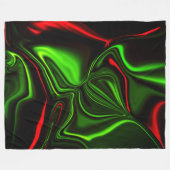 濃い緑の基金の上に緑と赤のカーブしたストローク フリースブランケット (正面(横))