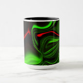 濃い緑の基金の上に緑と赤のカーブしたストローク マグカップ (中央)