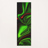 濃い緑の基金の上に緑と赤のカーブしたストローク ヨガマット (正面)