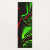 濃い緑の基金の上に緑と赤のカーブしたストローク ヨガマット (裏面)