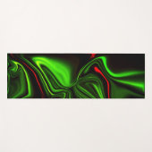 濃い緑の基金の上に緑と赤のカーブしたストローク ヨガマット (正面(横))