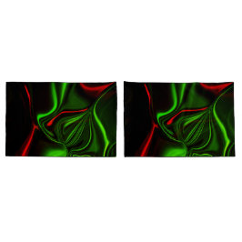 濃い緑の基金の上に緑と赤のカーブしたストローク 枕カバー