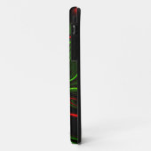 濃い緑の基金の上に緑と赤のカーブしたストローク Case-Mate iPhoneケース (裏面/左)