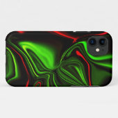 濃い緑の基金の上に緑と赤のカーブしたストローク Case-Mate iPhoneケース (裏面(横))