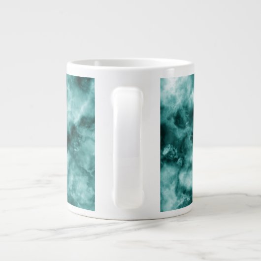 濃い緑の大理石テクスチャ ジャンボコーヒーマグカップ (裏面)