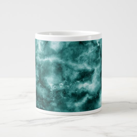 濃い緑の大理石テクスチャ ジャンボコーヒーマグカップ (正面)