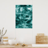 濃い緑の大理石テクスチャ ポスター (キッチン)