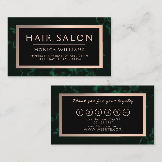 濃い緑の大理石フェイクテクスチャフレームロイヤリティ 名刺 (正面/裏面)