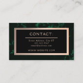 濃い緑の大理石フェイクテクスチャフレーム  名刺 (裏面)