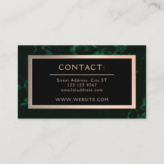濃い緑の大理石フェイクテクスチャフレーム  名刺 (裏面)