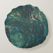 濃い緑の大理石：豪華なテクスチャ。 ラウンドクッション (裏面)